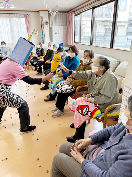 2025年2月：デイサービスでの節分イベントの写真