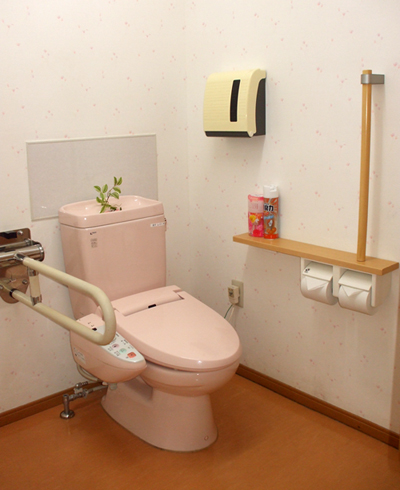 広々とした明るいトイレ。もちろんバリアフリーです。